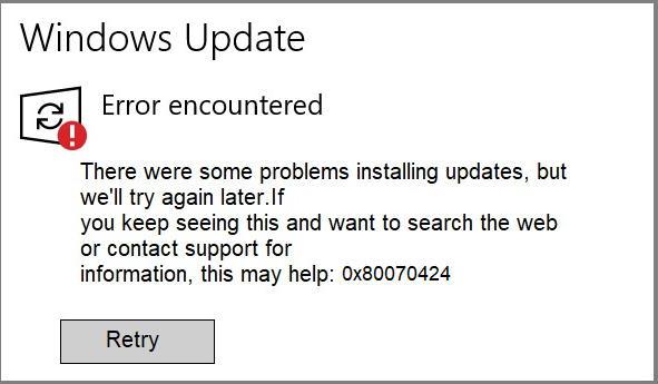 Error code 0x80070424